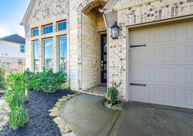 property entrance featuring a garage