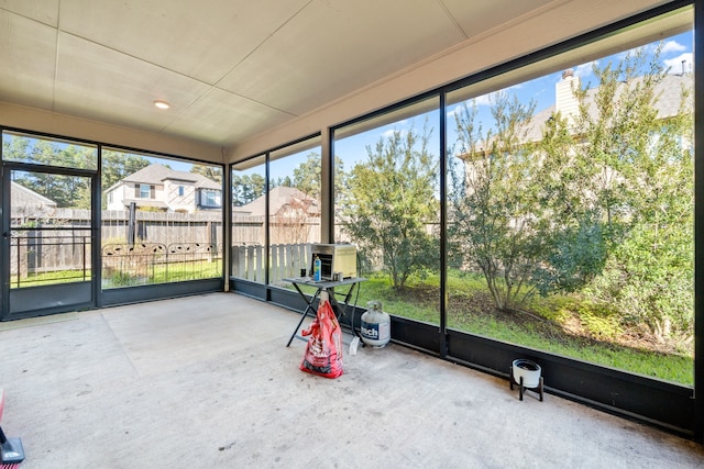 view of unfurnished sunroom