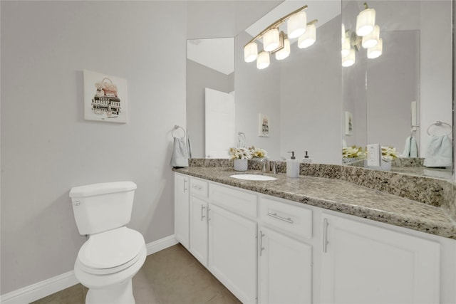 bathroom with tile patterned floors, vanity, and toilet