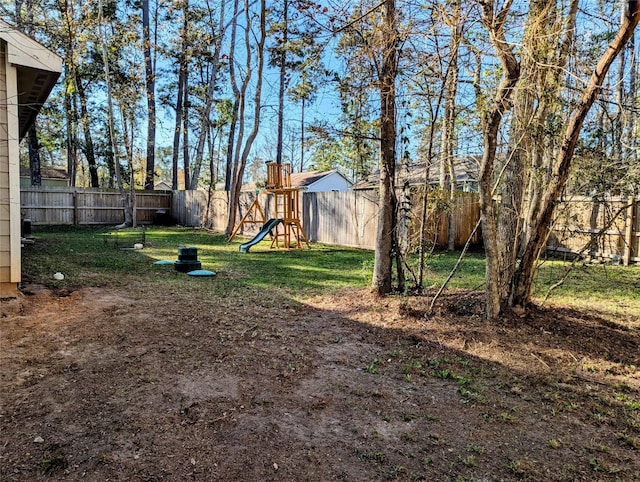 view of yard featuring a playground