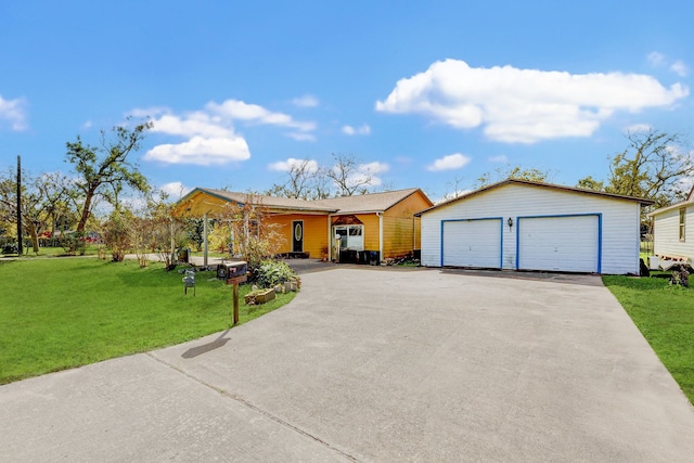 ranch-style house with a front lawn and a garage