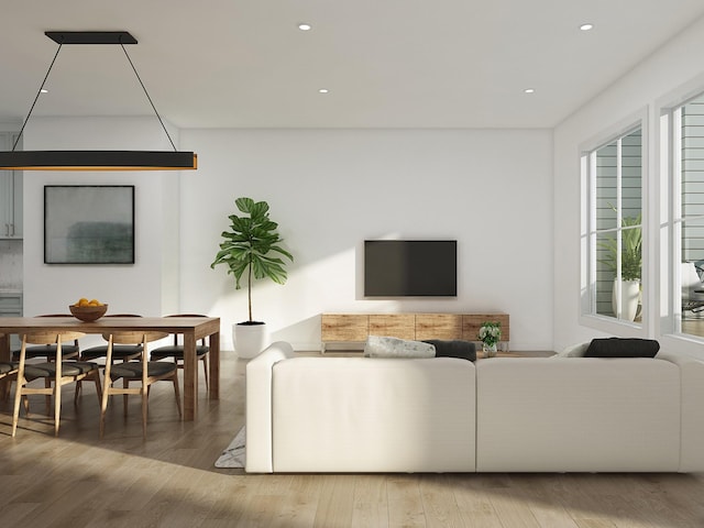 living room with hardwood / wood-style floors