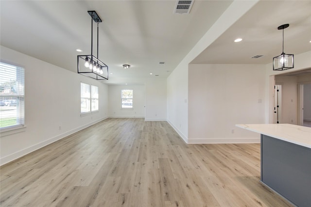 unfurnished dining area featuring light hardwood / wood-style flooring