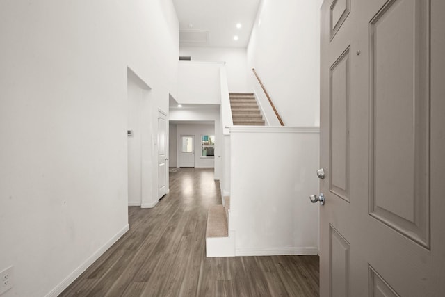 hall featuring dark hardwood / wood-style flooring