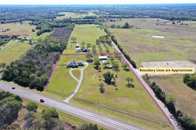 drone / aerial view featuring a rural view