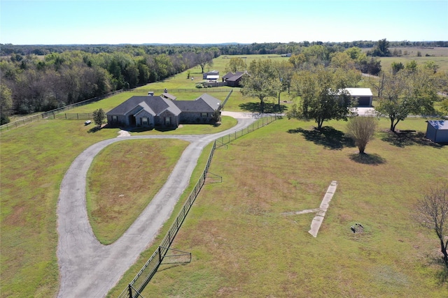 aerial view featuring a rural view