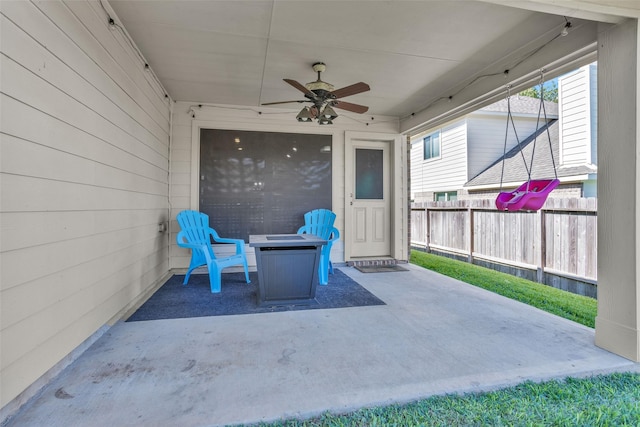 view of patio with ceiling fan