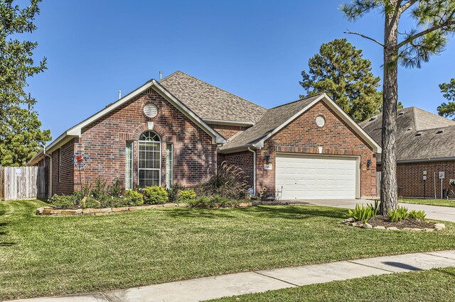 view of front property with a garage and a front lawn