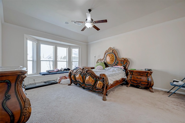 bedroom with ceiling fan and carpet flooring