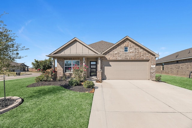 craftsman-style home with a garage and a front yard