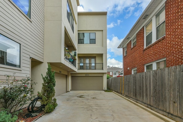 exterior space featuring a garage