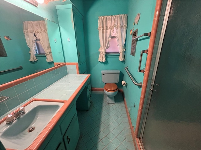 6402 Jim St, Houston, TX 77092 - full bathroom with a stall shower, vanity, and tile patterned floors