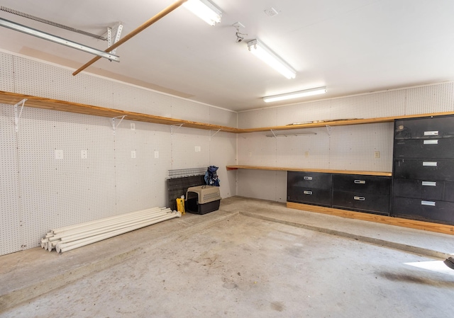 basement featuring a workshop area