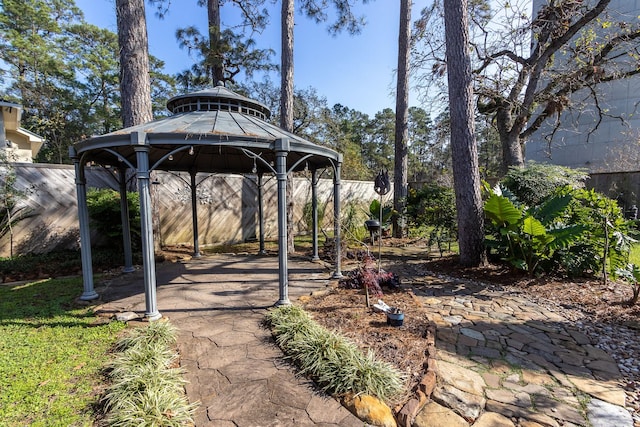 exterior space featuring a gazebo