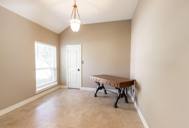 misc room featuring lofted ceiling