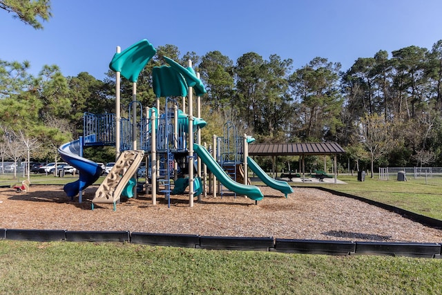 view of playground featuring a yard