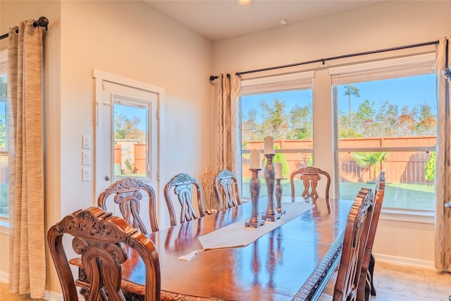 dining area with a healthy amount of sunlight