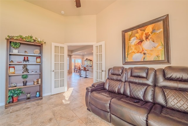 living room with french doors