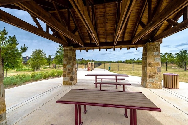 view of property's community featuring a gazebo and a patio area