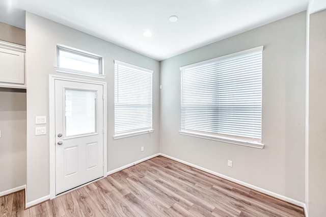 entryway featuring plenty of natural light and light wood-type flooring