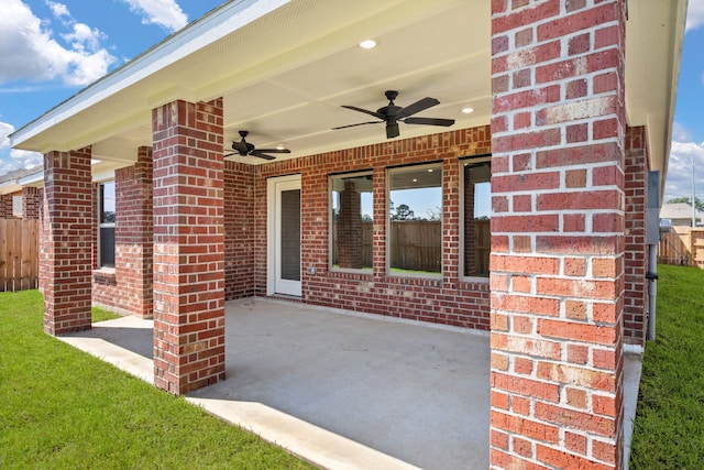 view of patio / terrace with ceiling fan