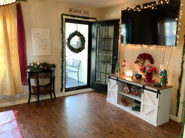 entrance foyer featuring dark hardwood / wood-style floors