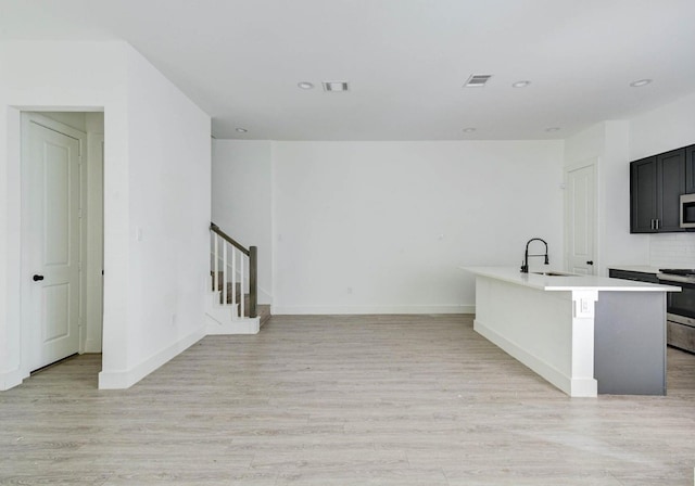 kitchen featuring light hardwood / wood-style floors, sink, and appliances with stainless steel finishes