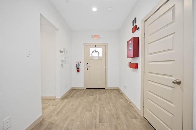 doorway with light hardwood / wood-style floors