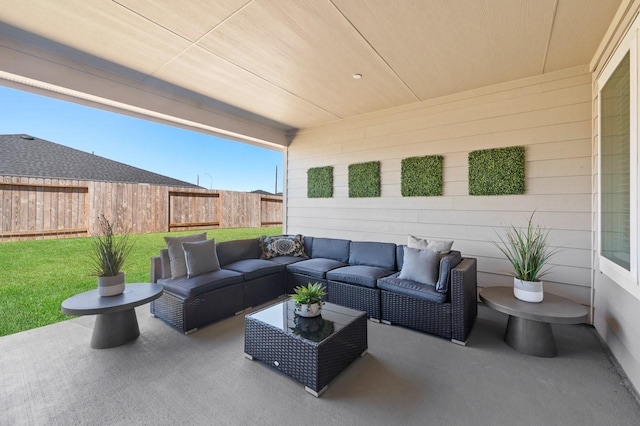 view of patio featuring an outdoor hangout area