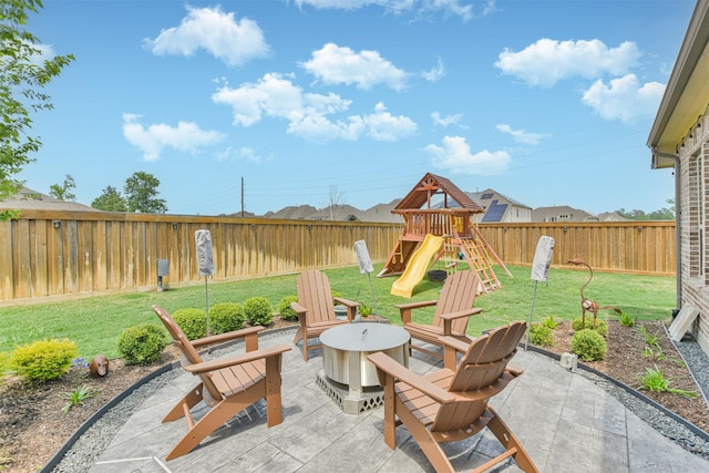 view of patio with a playground