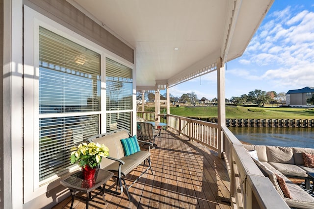 balcony with a water view