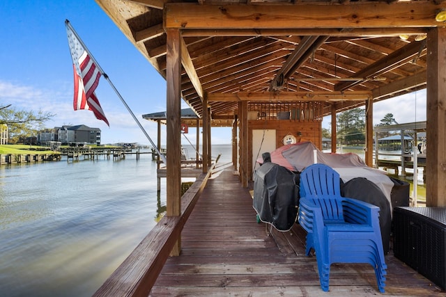 view of dock featuring a water view