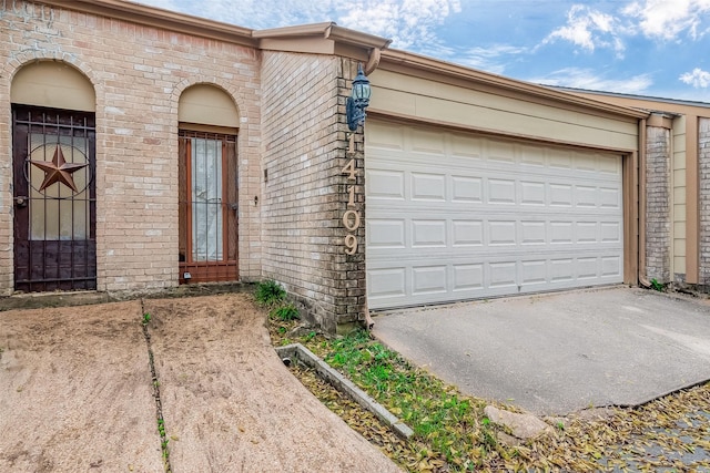 exterior space featuring a garage