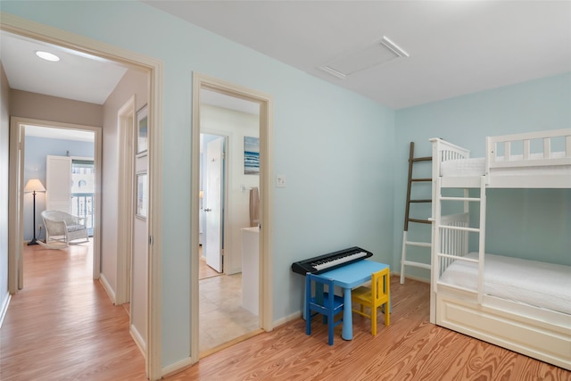 bedroom featuring light wood-type flooring