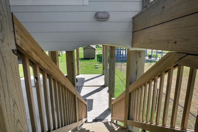 exterior space with a storage unit