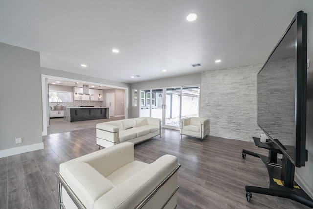 living room with wood-type flooring