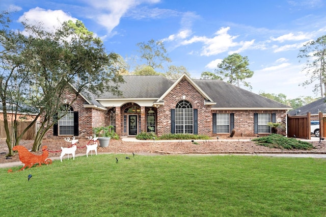 view of front of property featuring a front yard