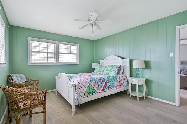 16904 Beachcomber Dr, Galveston, TX 77554 - bedroom with wood finished floors and ceiling fan