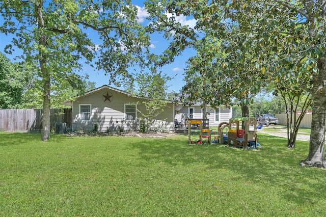 view of yard featuring central AC