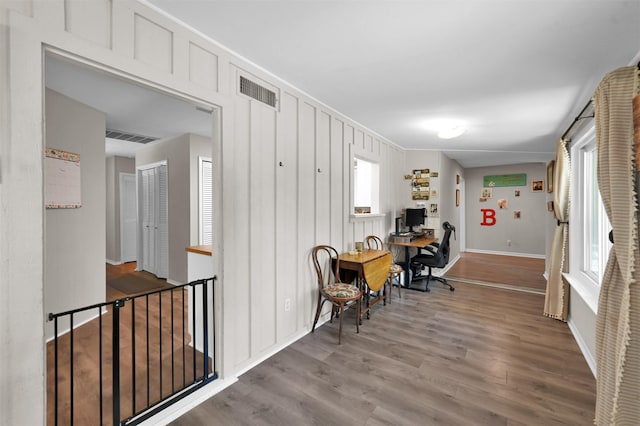 home office featuring wood-type flooring