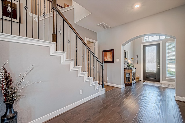 entrance foyer with dark wood-type flooring