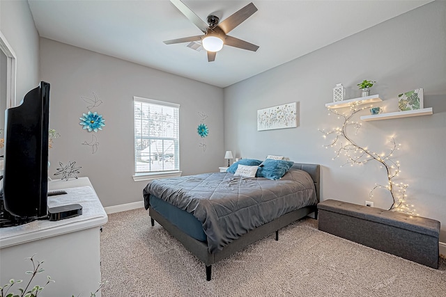 bedroom with carpet flooring and ceiling fan