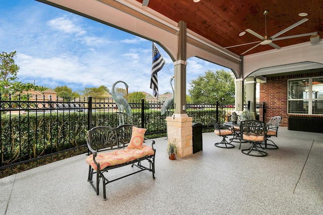 view of patio with ceiling fan