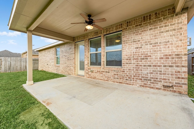 view of patio / terrace featuring ceiling fan