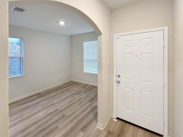 foyer entrance featuring light hardwood / wood-style flooring