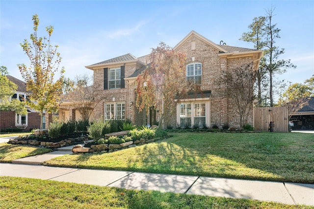 view of front of home with a front lawn