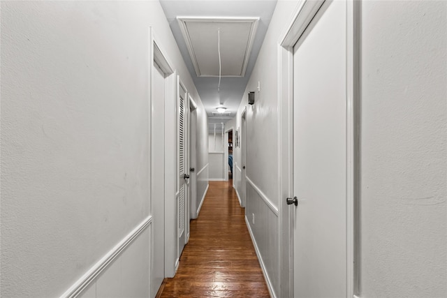 hall featuring dark hardwood / wood-style flooring