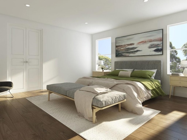 1956 Purswell Rd, Houston, TX 77055 - bedroom featuring wood-type flooring and recessed lighting
