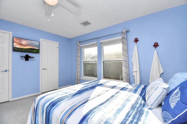 bedroom featuring ceiling fan