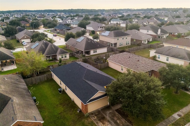 view of aerial view at dusk